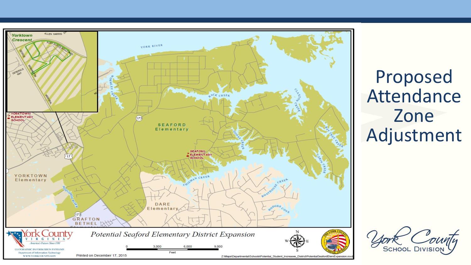A proposal is being considered to rezone the new Yorktown Crescent development from Yorktown Elementary School to Seaford Elementary School. (Courtesy of York County School Division)