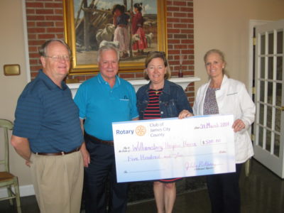 From left to right: Ted Edwards and Steve Gaumond of the JCC Rotary Club, Hospice House Executive Director Audrey Smith and Brenda Stout, Hospice House Clinical Director. 
