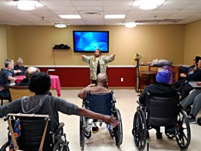 Residents at Envoy of Williamsburg participate in a special exercise class for people with limited mobility. (Courtesy Envoy of Williamsburg)