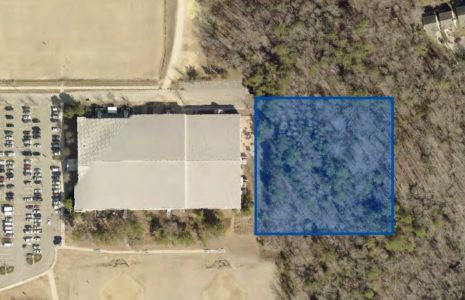 The two acres in blue is the proposed location of a pool at the Williamsburg Indoor Sports Complex. (Image courtesy of JCC)