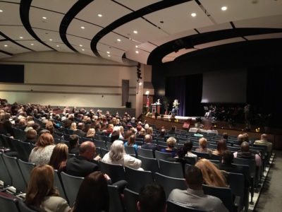 People filled the auditorium at Grafton High School Thursday to honor the late York County School Board Member Page Minter. (Colin Riddle/WYDaily)