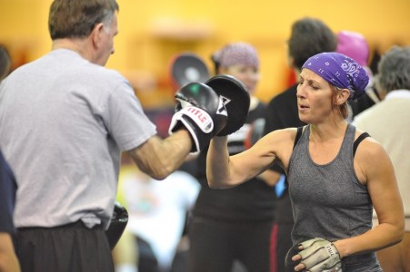A patient works with a trainer from Rock Steady Boxing. (Photo courtesy of Rock Steady Boxing)