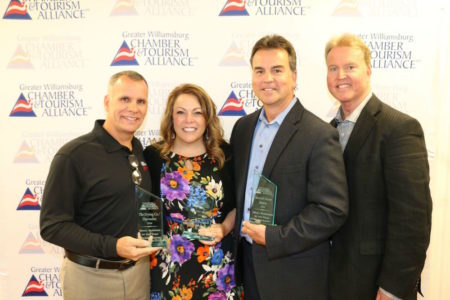 Small Business of the Year Award winners left to right: Steve Tetreault (The Drying Company/ThermalTec), Jennifer Raines (Quirks of Art), Mickey Chohany and John Chohany (Second Street Bistro). (Courtesy GWCTA)
