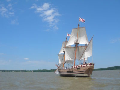 Jamestown Settlement's Godspeed under sail. (Courtesy Jamestown-Yorktown Foundation)