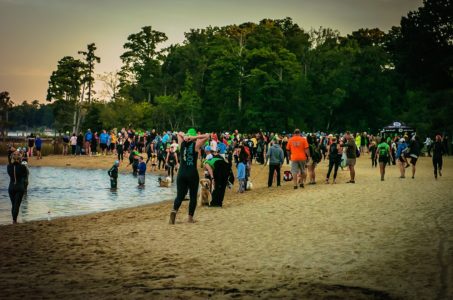 Swimmers prepare for the Jamestown Triathlon at Jamestown Beach Event Park in 2014 (Photo courtesy of Joe Schrader Photography)