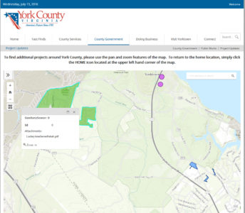 Image of York County's new interactive map showing progress of Public Works projects. (York County)