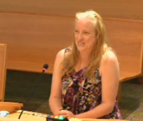 Shelby Dillon presented her case for a special use permit before the James City County Board of Supervisors on July 12. (JCC TV)