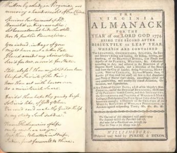 William & Mary Libraries recently digitized its collection of St. George Tucker almanacs, making these materials open and accessible online. (Courtesy W&M)