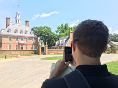 Ty Hodges catches a a Venonat at the Governor’s Palace July 7, 2016. (Kirsten Petersen/WYDaily)