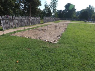 The cemetery sits just within the fort's wooden palisade. (Courtesy Jamestown Rediscovery.)