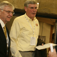 President Taylor Reveley accompanied Terry Driscoll when the latter was inducted into the New England Basketball Hall of Fame in 2009. (Courtesy of William and Mary)