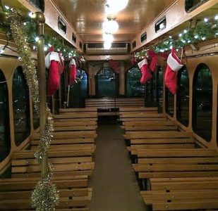 The interior of the WATA trolley decorated for the holidays. (Courtesy WATA)