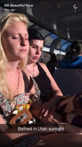 Caroline Scruggs, left, and Jeanette Corey documented the trip on the social media app Snapchat. (Photos courtesy Jeanette Corey)