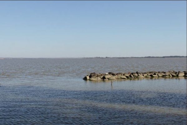 What the proposed Skiffes Creek project would look like from the East end of Jamestown Island looking Southeast, according to Dominion Power. Courtesy of Dominion Power.
