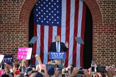 President Donald J. Trump brought his campaign to Regent University in Virginia Beach, where some supporters held signs that read, “Women for Trump.” (Adrienne Mayfield/Southside Daily)