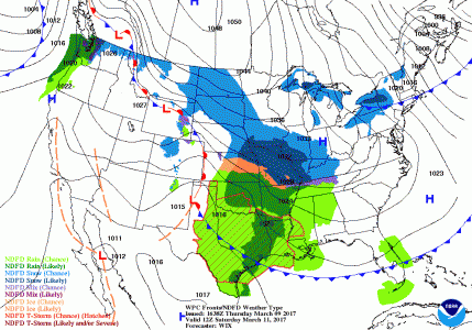 The NWS' short-range forecast for Saturday. (Courtesy NWS)