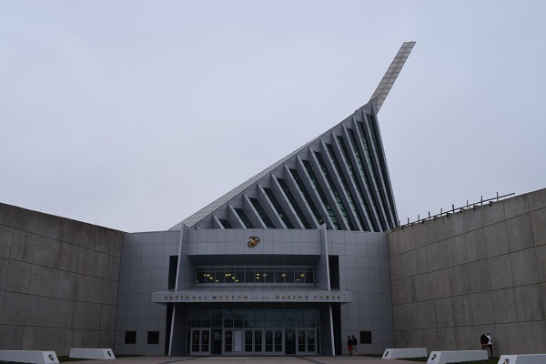 The exterior of the National Museum of the Marine Corps, modeled after the iconic photo Raising the Flag on Iwo Jima. Photo courtesy Ben Swenson