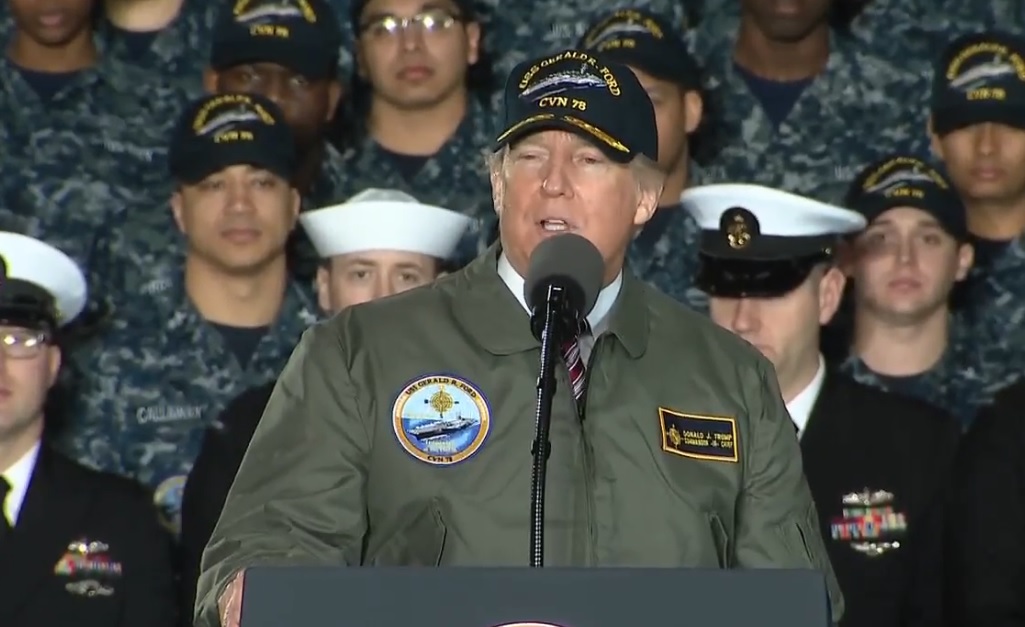 President Donald Trump visited Newport News Shipbuilding in March, where we gave an address aboard the USS Gerald R. Ford. (Courtesy Whitehouse.gov)