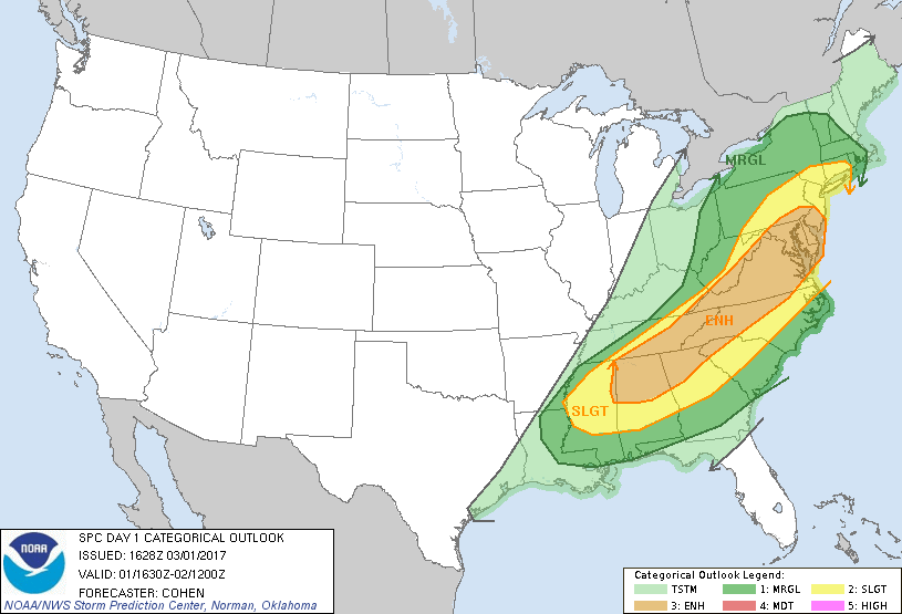 The National Weather Service issued a Hazardous Weather Outlook for Hampton Roads Wednesday. This image comes from a forecast last updated at 11:56 a.m. (Courtesy NWS)