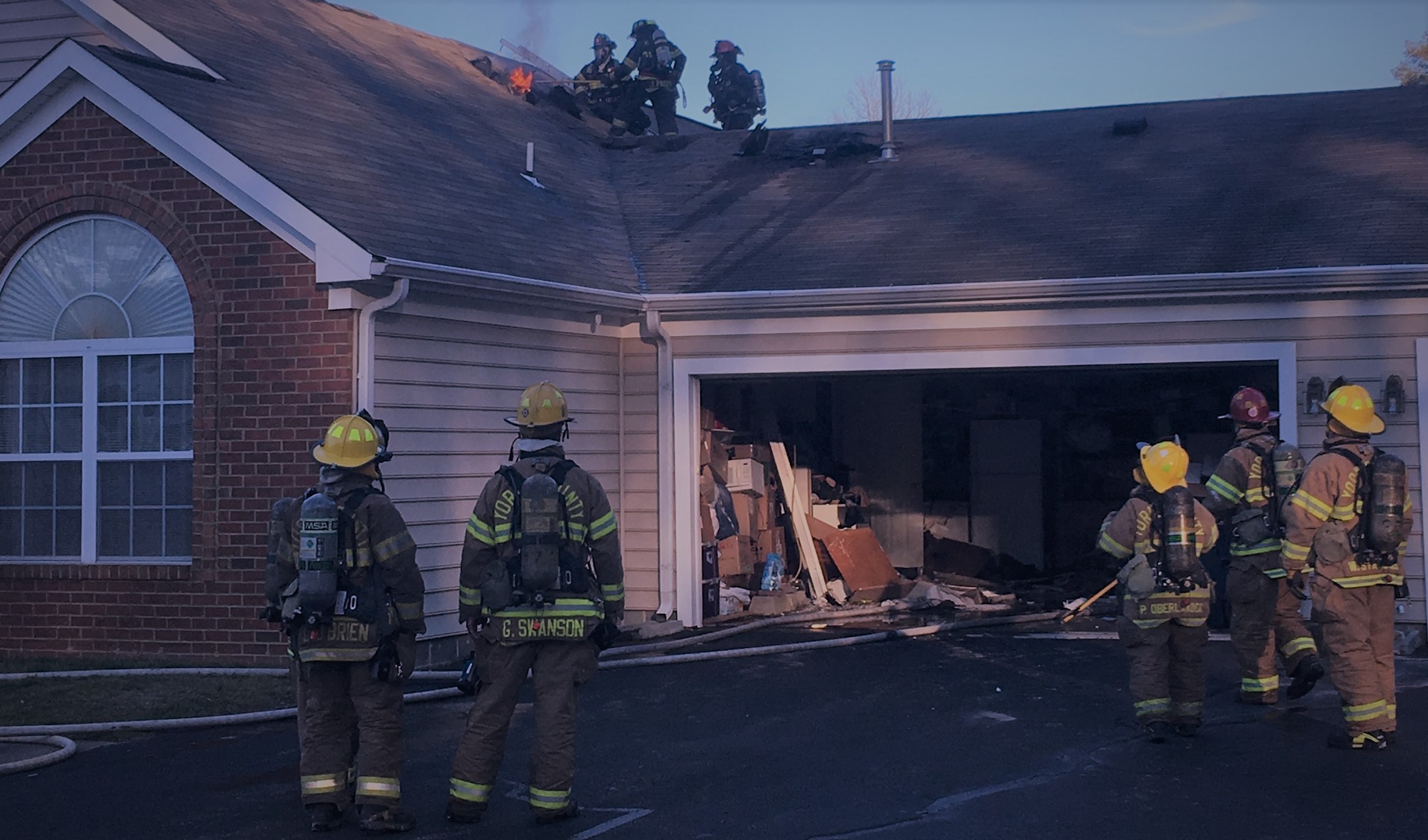 York County firefighters battle a residential structure fire in the 200 block of Rainbrook Way on March 5. (Courtesy York County Department of Fire and Life Safety)
