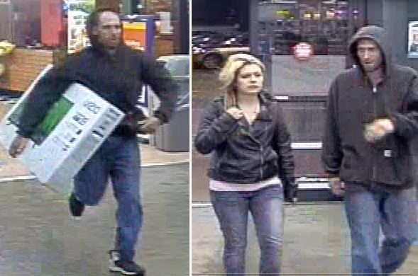 Authorities are searching for a man and his “female accomplice,” who police say ran a scheme to steal televisions from a Tabb Walmart. (Courtesy YPSO)