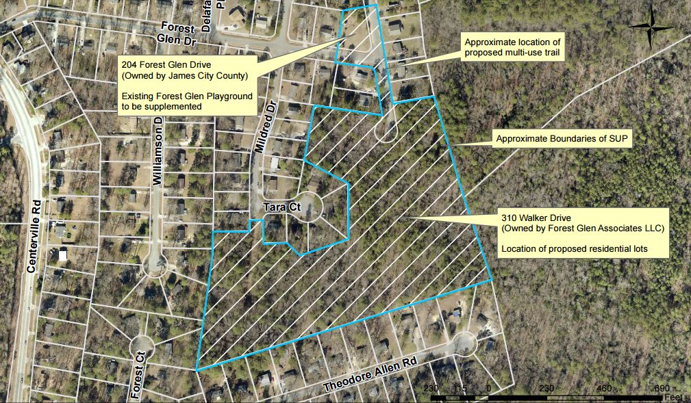 A map of the proposed development provided with Planning Commission documents. (Courtesy James City County)