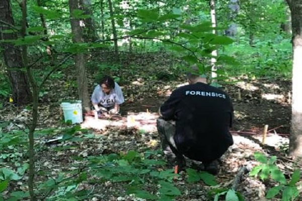 Forensic investigators are at the scene off of Leigh Road in York County. Courtesy Shelley Ward/York Poquoson Sheriff's Office