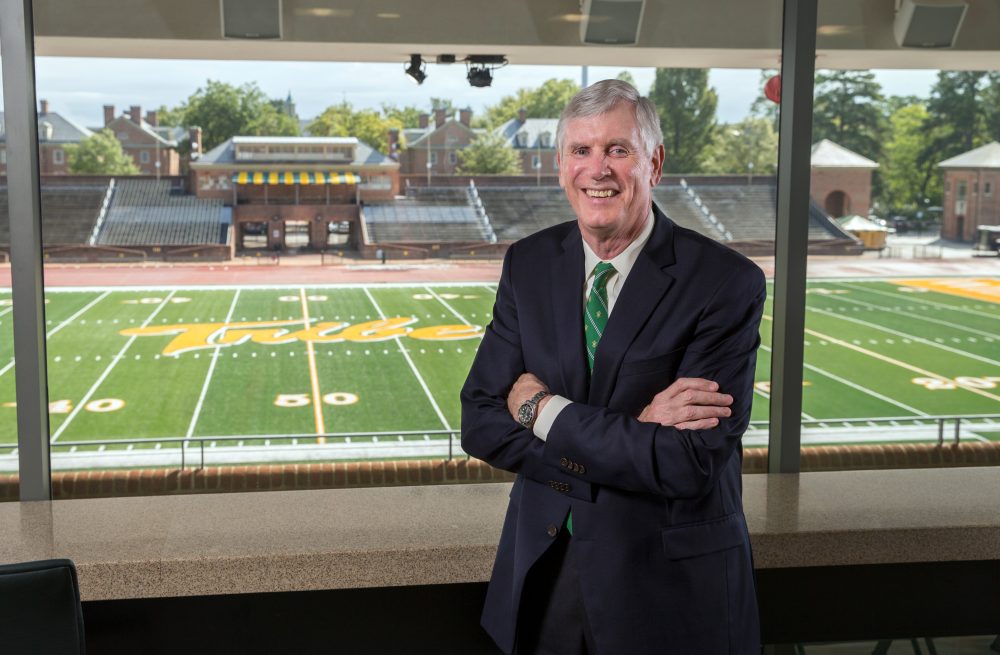 William & Mary Athletics Director Terry Driscoll stands inside part of the newly renovated Zable Stadium. (Courtesy Jim Agnew)