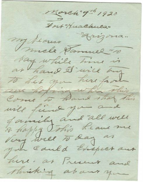 Page one of Sgt. Burrell Morris' letter to John Wise Roberts of Williamsburg. Courtesy Jacquelyn Roberts Gardner and Professor Maureen Elgersman Lee.