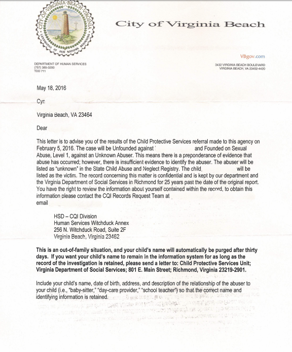 A report filed with Child Protective Services regarding alleged abuse against Ashley.