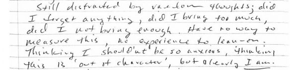 An excerpt from Greene's first journal entry Aug. 30. (Courtesy David Greene)