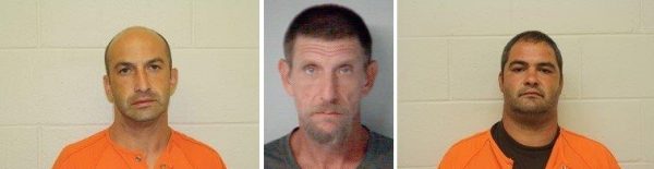 Police arrested three men Wednesday night in connection with a suspected meth lab operation in James City County. (Courtesy VPRJ and JCCPD)