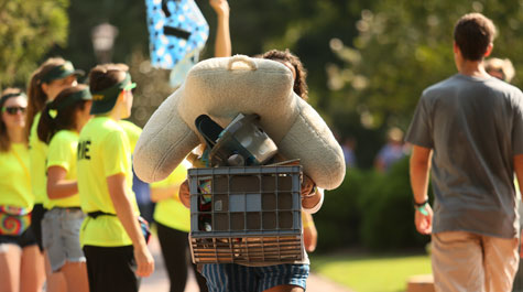 New students brought a wide of belongings, from the practical to the personal, as they moved into the dorms at William & Mary on Aug. 25. (Photo by Stephen Salpukas)