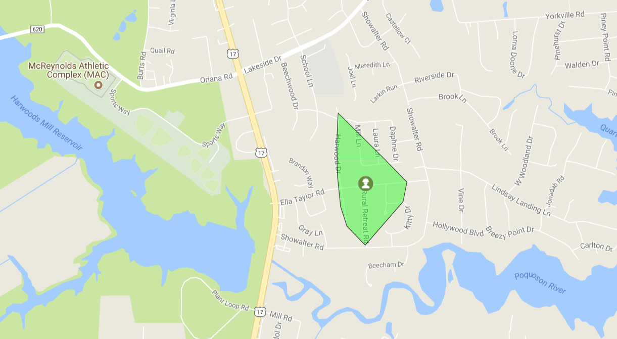 Nearly 100 York County residents were without power Wednesday after a vehicle snagged on cable over Ella Taylor Road and broke a utility pole. (Courtesy Dominion Energy)