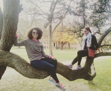 Allyson Ross and her twin sister Chareese pose for a photo at William & Mary while Ross was attending the undergraduate program. (Courtesy Allyson Ross)