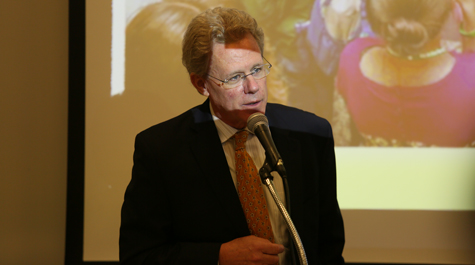 John Donahue, a professor of classical studies and dean for educational policy responsible for the common book program, said that "Hidden Figures" was chosen to coincide with W&M's 50th anniversary commemoration of the arrival of the university's first African-American residential students. (Photo by Stephen Salpukas)