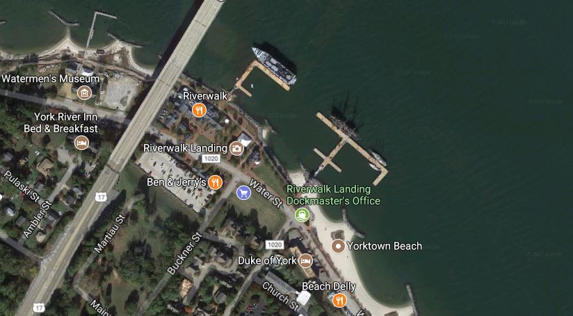 A man was asleep on his boat in Yorktown when an armed man allegedly tried to rob him, according to the York-Poquoson Sheriff’s Office. (Courtesy Google Maps)