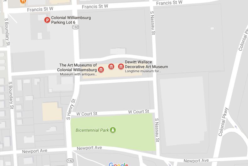 Williamsburg residents and visitors should expect road closures and delays near the Colonial Williamsburg Art Museums from Oct. 11-24. (Courtesy Google Maps)