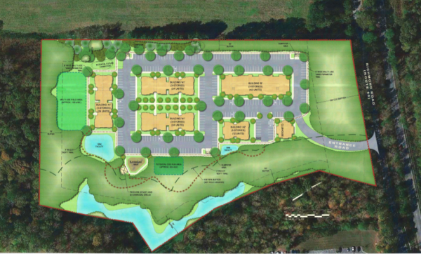 The conceptual plan for the Oakland Farm proposed development. (Courtesy James City County)