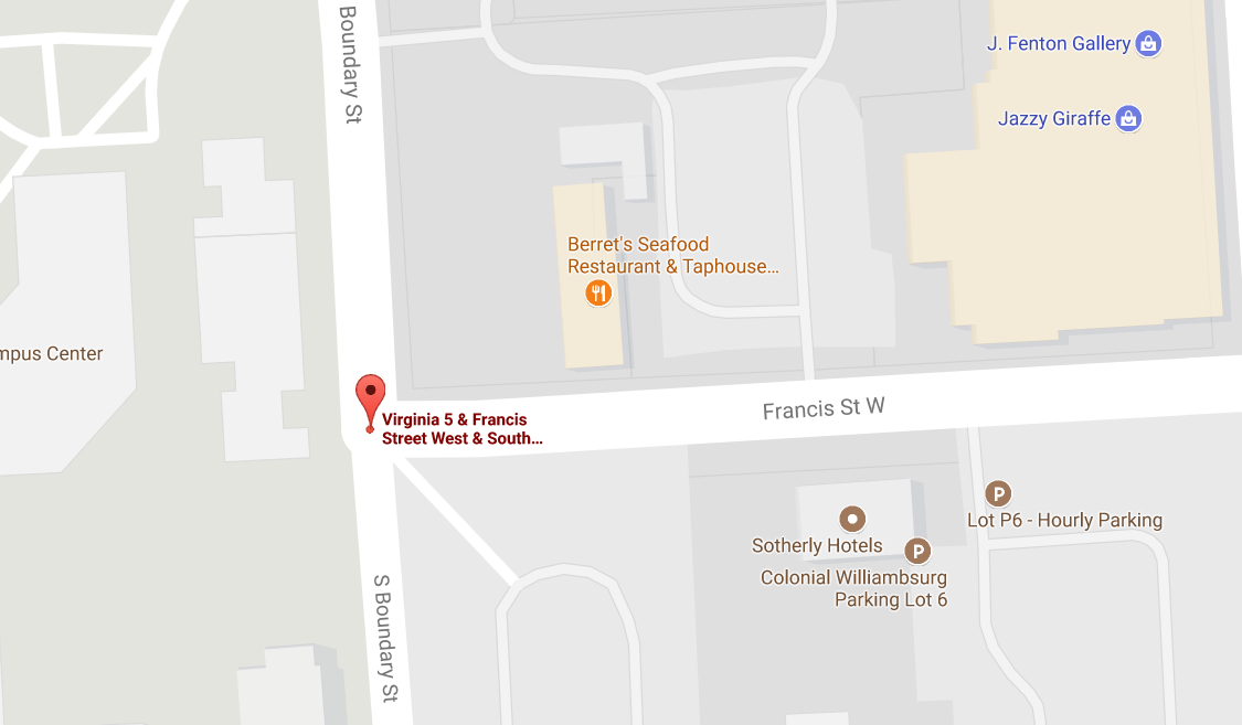 Williamsburg police were called to a parking lot at the intersection of S. Boundary Street and Francis Street around 5 p.m. Thursday evening for reports of a possible explosive device. (Courtesy Google Maps)