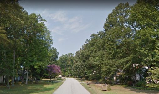 A photo near the 200 block of Fielding Lewis Drive in York County shows tree-lined streets and a quiet neighborhood. In September 2017, law enforcement was called to a house in a hoax called a "swatting" incident. (Courtesy Google Maps)