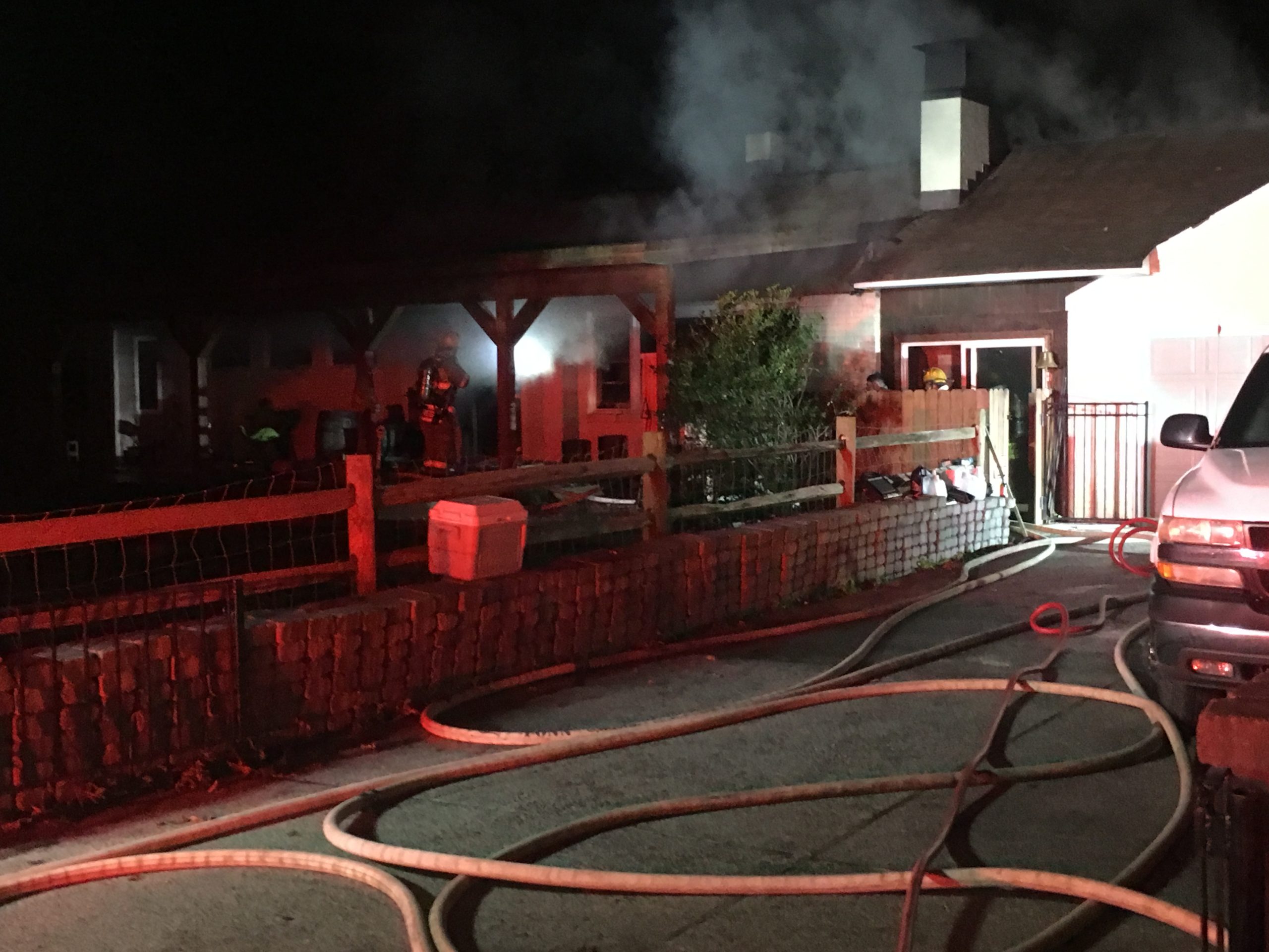 Two dogs died and a house was damaged after a late night fire Monday in the Grafton area of York County. (Courtesy YCFLS)