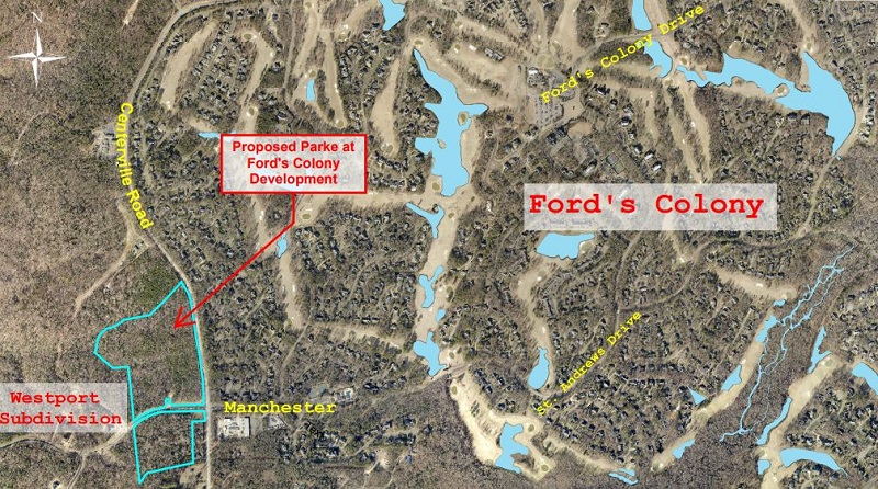 A map of The Parke at Ford's Colony included in meeting documents. (Courtesy Commonwealth of Virginia)