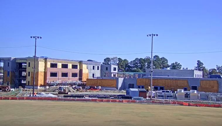 The new James Blair Middle School takes shape on a WJCC Schools live feed on Youtube. (Courtesy WJCC Schools)