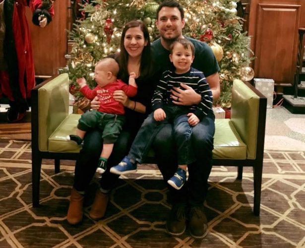 Left to right: Wilson, Lauren, Dane and Clark Pascoe pose for a family photo. Dane Pascoe, 29, is a second-year Ph.D student at William & Mary, While Pascoe is now studying low-socioeconomic status students, he once experienced homelessness himself while attending Liberty University in Lynchburg. (Sarah Fearing/WYDaily)