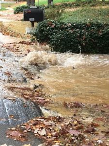 A ruptured water main caused flooding in Saint Georges Hundred on Nov. 4. (courtesy Sandra Patrinicola)