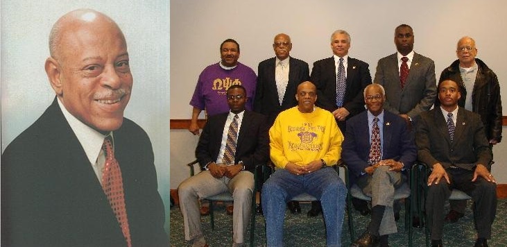 Judge William T. Stone passed away at the age of 87 on Jan. 18 (left). Stone standing with his fraternity brothers (right). (Courtesy photo/Brother Cameron Mix, Whiting's Funeral Home)