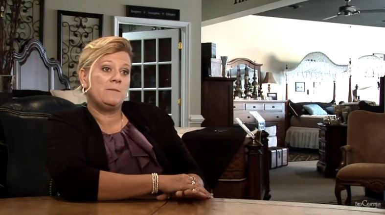 Michelle Brumfield talks about her business, BedCrafters by Michelle, in a video interview on her website. (Courtesy photo/BedCrafters by Michelle)