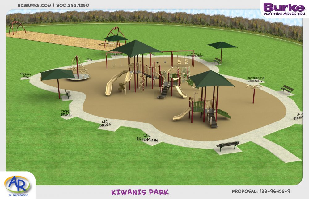A 3D rendering of the new Kiwanis Park playground. (Courtesy City of Williamsburg.)