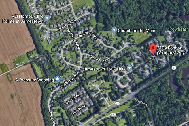 The incident occurred at the 2100 block of London Company Way, according to James City County Police Deputy Chief Steve Rubino. (WYDaily/Courtesy Google Maps)